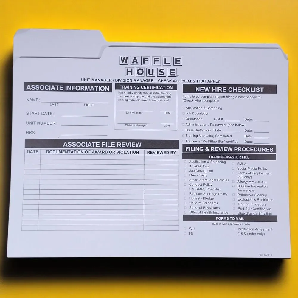 Waffle House New Hire Manager Folders Lot of 10 Blank Discontinued Ephemera